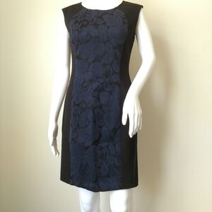 Lafayette 148 sheath dress blue black stretch